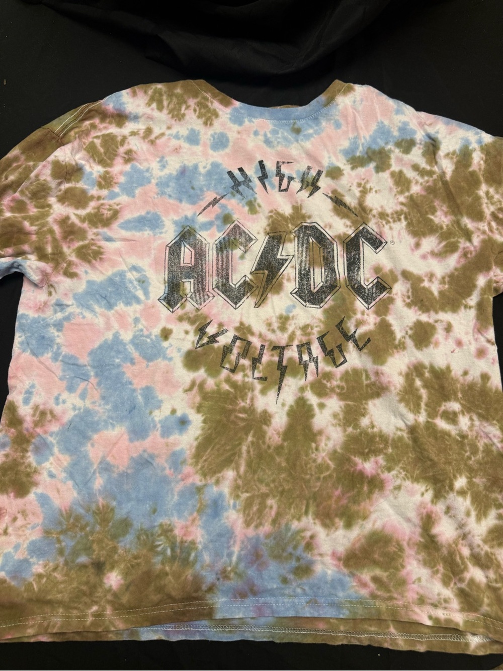 AC/DC Tie-Dye Short Sleeve Tee - Pink Blue Green (S)